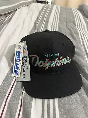 Vintage NFL Miami Dolphins Black Dome Wool Script Sports Specialties Snapback • $200