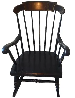 S Bent & Bros Gardner MA Stenciled Colonial Revival Child’s Rocking Chair  (S1 • $80