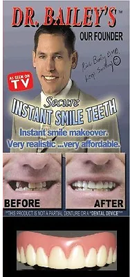 SECURE INSTANT SMILE False Fake Cosmetic Artificial Veneer Teeth MEDIUM • $14.95