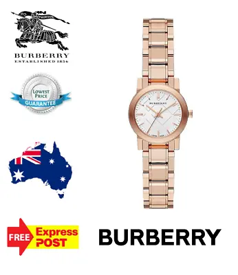 New Burberry 'the City' Bu9204 Rose Gold/silver Check Womens Quartz Watch • $309.99