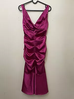 Xscape Dress Joanna Chen Pink Bodycon Peplum Formal Party Size 10 • £20