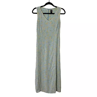 Vintage Gap Size Small Blue Boho Cottagecore Floral Print Sleeveless Maxi Dress • $24.98