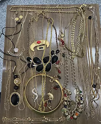 Large Lot Of Gold Tone Necklaces Signed Monet Avon Hallmark++ Mixed Sizes • $9.99