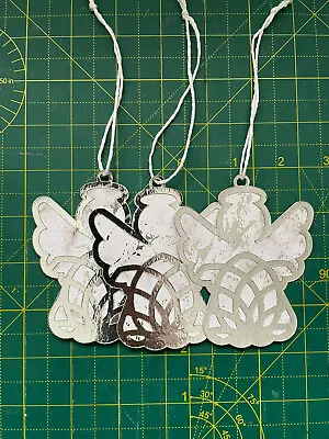 £3 • Buy Six Handmade Metalic Silver Marble Effect Mandala Angel Christmas Gift Tags