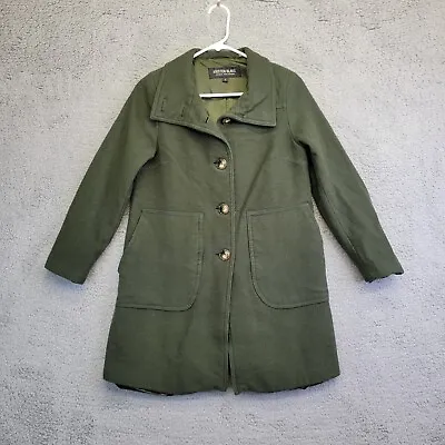 Kristen Blake Wool Overcoat Women’s 2 Green Midi Jacket Pea Coat READ Button VTG • $14.53