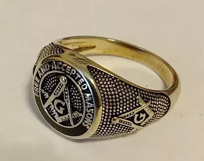 Masonic Silver Ring Size 11 Freemason Square Compass Master Mason Classic Style • $9.99