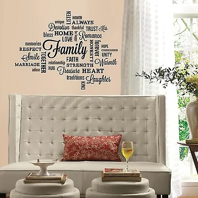 Family Meaning Wall Quote Design Wall Art Vinyl Stickers Transfer Murals Decals • £14.99