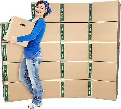 Medium Moving Boxes With Handles Pack Of 20 – 18 X14 X12  – Cheap Cheap Moving B • $62.10
