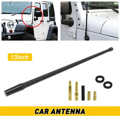 13  Inch Flexible Rubber Antenna For Jeep Wrangler JK JKU JL JLU Rubicon - Black • £10.99