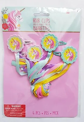 MAGICAL UNICORN Birthday Party Accessories Hair Clips - 4 PCS • £3.84