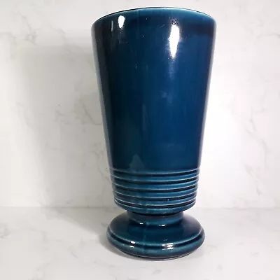 Prinknash Pottery Blue Circular Vase 7.75 Inches Tall • £12.50