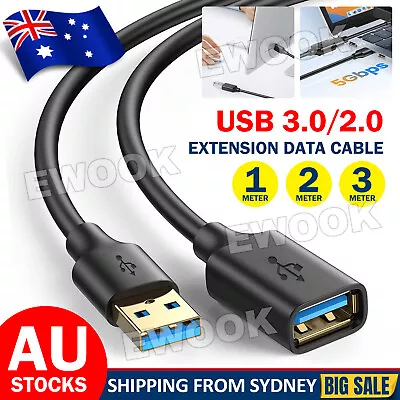 3/2/1M USB Extension Cable USB 3.0/2.0 Male To Female Adpter Cord For Computer • $4.85