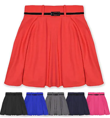 £5.94 • Buy Girls Skater Skirt Kids Party Skirts With Belt New Age 7 8 9 10 11 12 13 Years