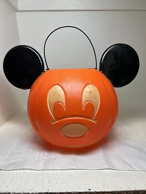 Disney Park Halloween Mickey Mouse Blow Mold Pumpkin Candy Pail Bucket • $19.99