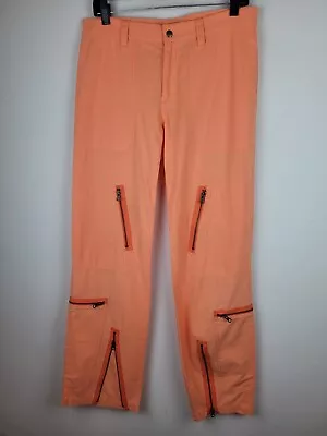 Vintage Ralph Lauren Cargo Pants Womens 8 Orange Zip Pockets Parachute Utility • $199.99