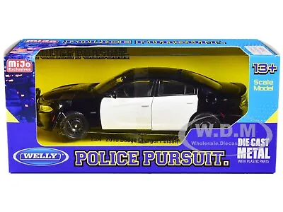 2016 Dodge Charger Pursuit Police Black & White 1/24 Diecast Car By Welly 24079 • $18.49