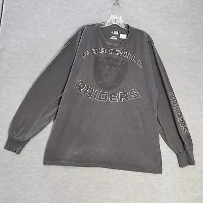 Oakland Raiders Men Shirt XL Gray Logo Graphic Long Sleeve Crew Neck Tee • $11.89