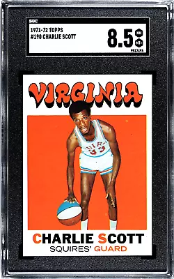 1971-72 Topps Basketball #190 CHARLIE SCOTT ROOKIE SGC 8.5 Va Squires HOF RC • $199.99