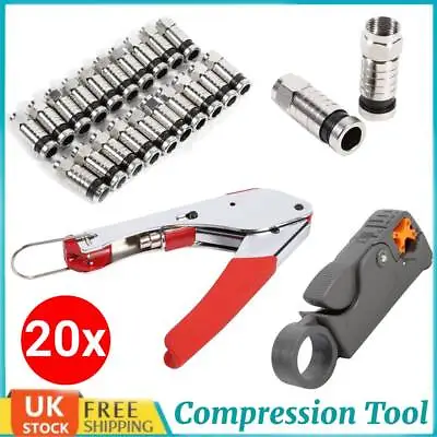 	Compression ToolF BNC RG6 RG58 RG59 Connector Cable Coax Stripper Crimper Set • £13.39
