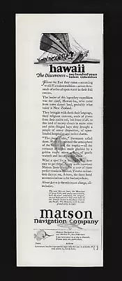 1925 Matson Navigation Company Hawaii Discoverers 200 Years Print Ad 3 X 10 • $6.99