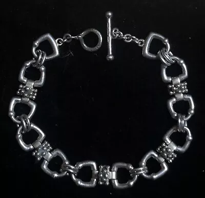 Michael Dawkins 925 Sterling Silver Stirrup Link Toggle Bracelet Thailand 8” 30g • $29.99
