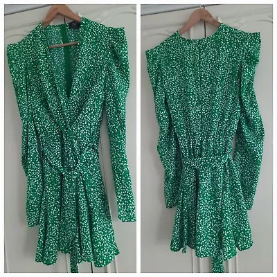 Ladies Ax Paris Green Dress With Tie Belt Size 14 • £7.99