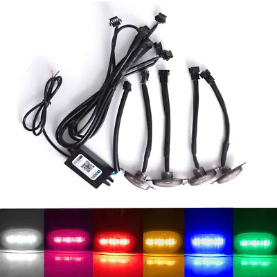 4x LED RGB Mobile App Control Car Front Grille Bumper Running Light Universal • $33.49
