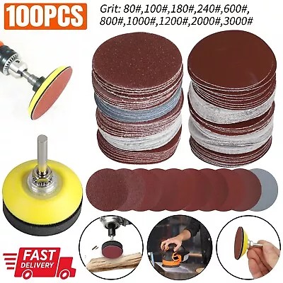 100pcs 2Inch 80-3000 Grit Mixed Sander Sanding Discs Pads Hook & Loop Sandpaper • $11.48