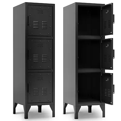 50''Metal Storage CabinetBlack Metal Lockable Locker With Doors And Shelves • $100