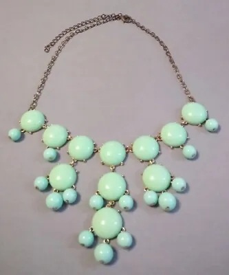 Mint Green Plastic Bubble Bead Chain Necklace Gold Tone Vintage • $9.95