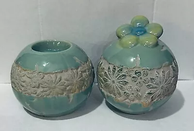 MayRich Co • 2 Pieces • Hand Crafted Pottery • Candle Holder & Decorative Sphere • £17.03