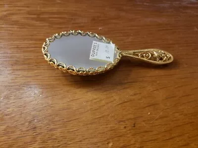 Mini Vintage Limoges Oval Mirror With Porcelain Floral Reverse Side • $30