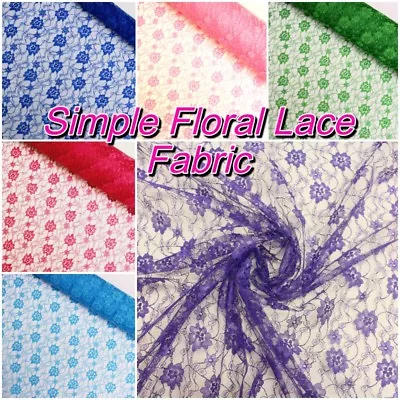 Simple Floral Lace Fabric Lightweight Raschell Dress Costume Overlay Material • £2.90