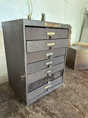 Antique Watchmakers Cabinet Metal Apothecary Industrial Multi Drawer Jewlery • $250