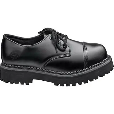 Grinders Boxer CS Mens Womens Black Chunky Lace Up Toe Cap Gibson Shoe Size 2-13 • £66.99