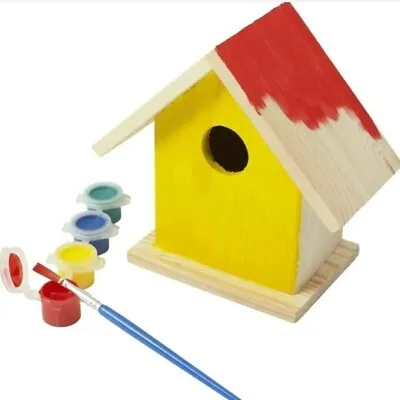 Paint Your Own Bird House Garden Wooden Feeder Kid's Gift DIY Nesting Art Craft • £5.99