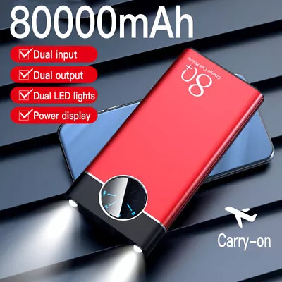 $19.18 • Buy 80000mAh Power Bank Fast Charging External Battery Charger 2USB Digital Display