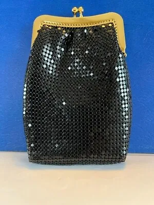 Amanda Smith Black Mesh Coin Change Purse/Cigarette Case Metal Mint • $24