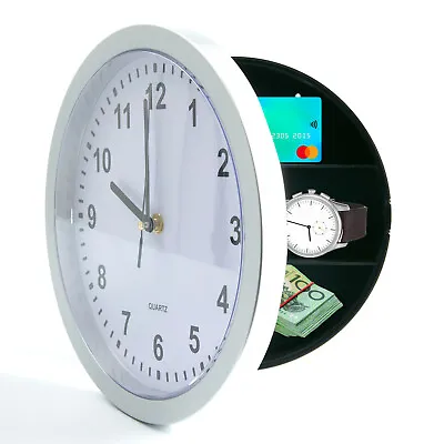 £7.95 • Buy Secret Wall Clock Home Safe Valuables Money Box Stash Cash Jewellery Gold Gift