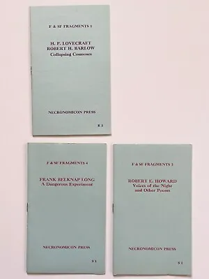 Necronomicon Press F & SF Fragments Group Of 3 H.P. Lovecraft HP Book Chapbook • £60.32