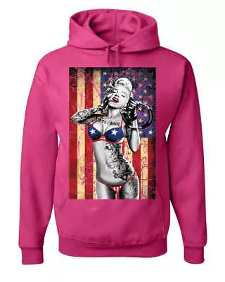 Marilyn Monroe US Flag Hoodie Freedom Sexy Girl Tattoos Gangsta Sweatshirt • $36.95