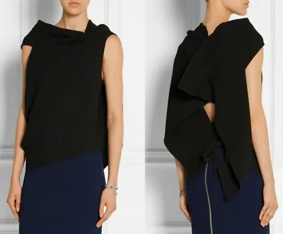 ROLAND MOURET 'Eugene' Draped Open Back Wool Crepe Top - BNWT • $843.95