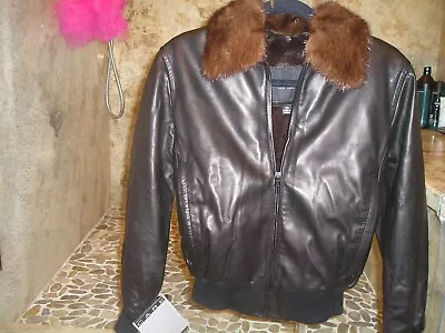 Marc Andrew Womens Leather And Mink Bomber Jacket With A Removal Liner • $175