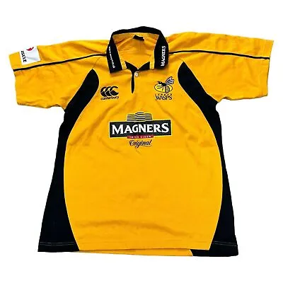 Canterbury Yellow London Wasps Rugby Polo Shirt Short Sleeve Regular Mens Medium • £49.99