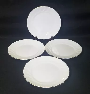 Set Of 4 Mikasa Wedding Band Gold Salad Plates 8 1/8  Swirled Rim Gold Trim EUC • $20