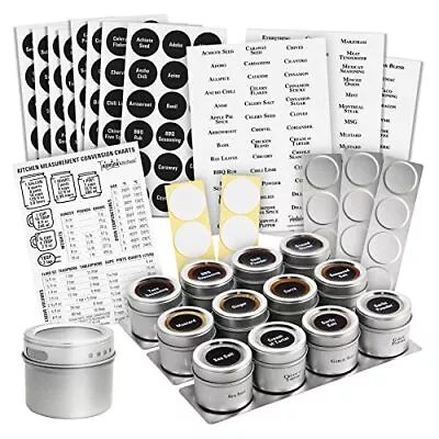 12 Magnetic Spice Jars For Refrigerator With 3 Metal Wall Bases 269 Preprint... • $45.22