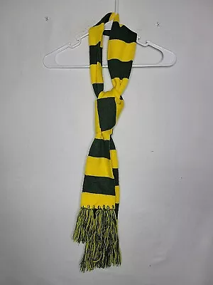 Cejon Yellow Green Rugby Striped Knit Fringed Scarf Women's One Size • $8.99
