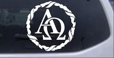 Alpha Omega Monogram Car Or Truck Window Laptop Decal Sticker White 4X4 • $5.49