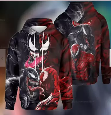 Black And Red Venom Hoodie 3D All Over Print Mother Day Gift Us Size Best Price • $37.98