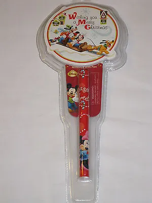 NEW Walt Disney Wishing You A Merry Xmas Mickey & Minnie Mouse Notepad With Pen • $10.95